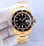 Replica Rolex Submariner Yellow Gold Black Diamond Watch Swiss 2836